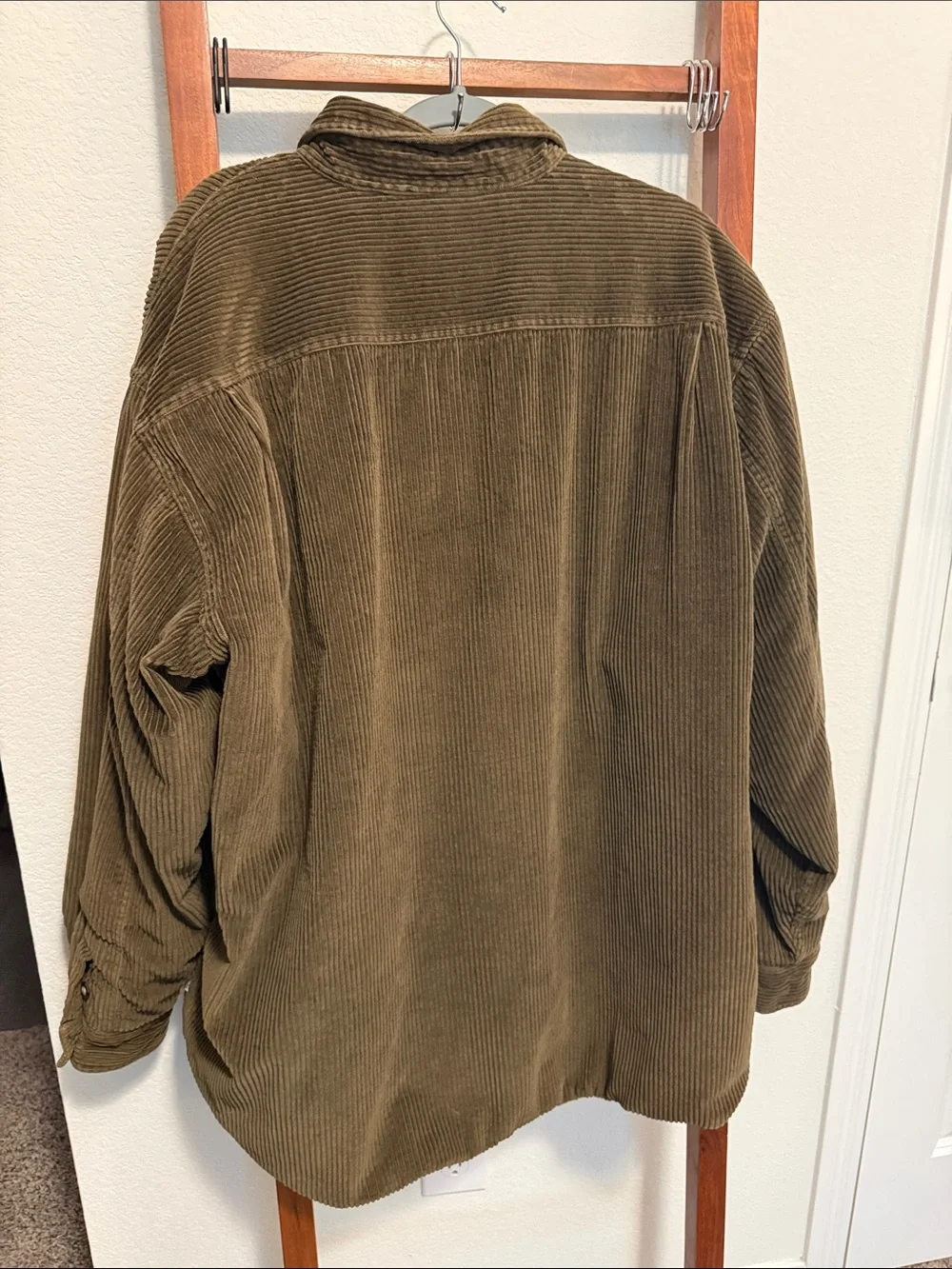 J. Crew Men’s Olive Corduroy Button-Front Shirt Jacket Size XL